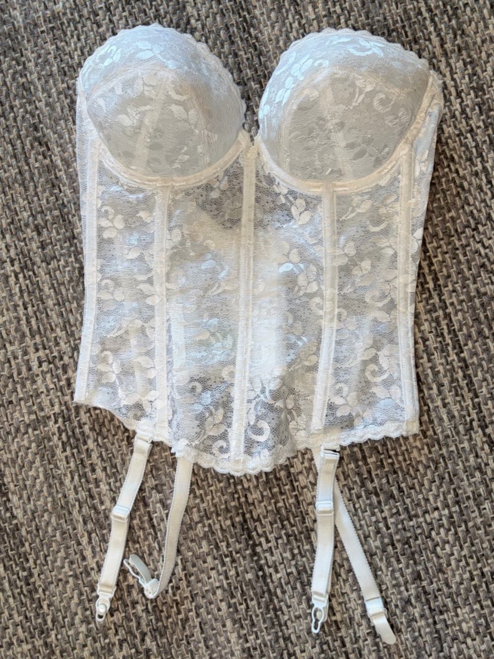 Vintage Made in USA Carnival Sheer Lace Bustier Camisole in White